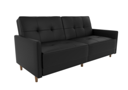 Dorel Andora Sprung Sofa Bed-Black Faux Leather - thumbnail 4