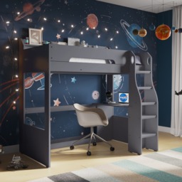 Flair Cosmic High Sleeper with Desk Grey