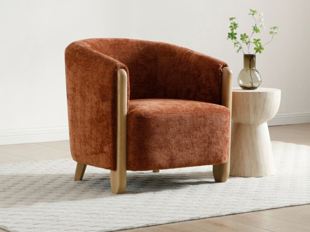 " Kyoto Jules Tub Accent Chair with Curved Back Terracotta" - image 1