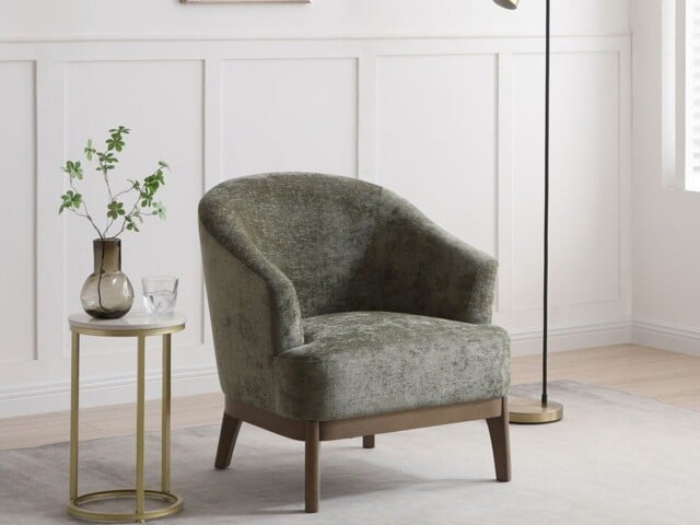 Kyoto Ella Tub Chair with Curved Arms Olive Chenille - image 1