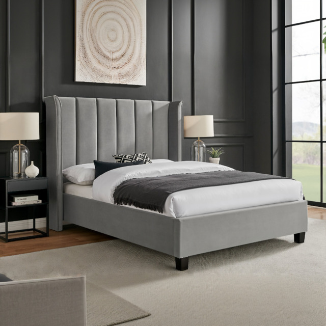 Limelight Polaris Recycle Fabric Bed Frame-Silver-Double - image 1
