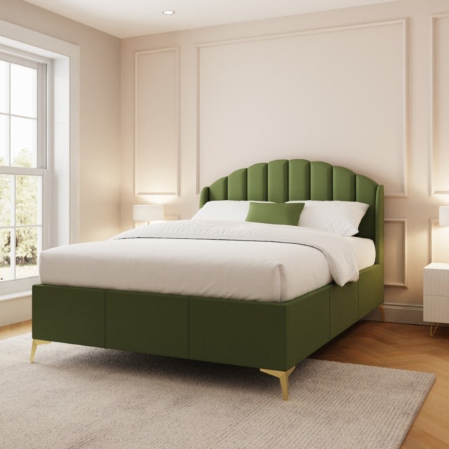 GFW Pettine End Lift Ottoman Storage Bed-Green-Double - image 1