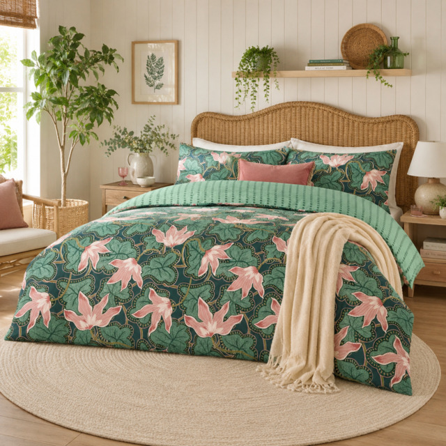 Wylder Luella Reversible Duvet Cover Set Juniper Green-Single - image 1