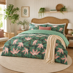 Wylder Luella Reversible Duvet Cover Set Juniper Green-Single - thumbnail 1