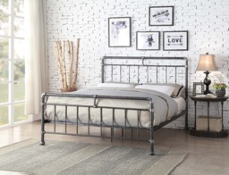 Flintshire Furniture Cilcain Metal Bed Frame-Black and Silver-Kingsize - thumbnail 3