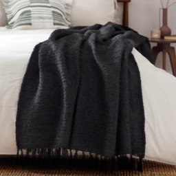 "Yard Candar Textured Boucle Throw 130x170cm-Black " - thumbnail 1