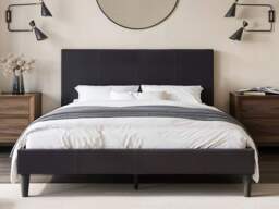 Flair Leto Kingsize Faux Leather Bed Frame Frame Brown - thumbnail 2