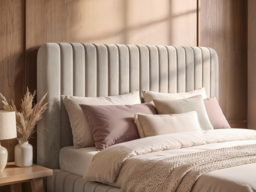 SOLACE+CO Adelaide Upholstered Bed Frame Beige Double - thumbnail 3