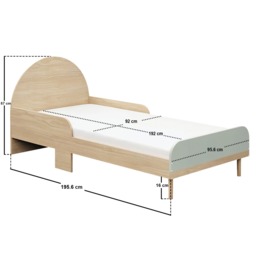 Flair Noah Single Curved Headboard Bed Sage Green & Oak - thumbnail 6
