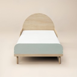 Flair Noah Single Curved Headboard Bed Sage Green & Oak - thumbnail 5