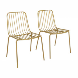 Dorel Caden Wire Dining Chair (set of 2)-Gold - thumbnail 1