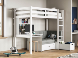 Noomi Eino High Sleeper with Futon & Desk White/Black (FSC-Certified) - thumbnail 7