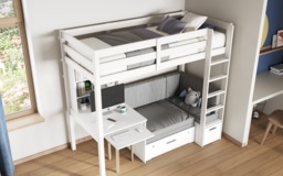 Noomi Eino High Sleeper with Futon & Desk White/Black (FSC-Certified) - thumbnail 2
