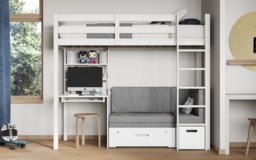 Noomi Eino High Sleeper with Futon & Desk White/Black (FSC-Certified) - thumbnail 3