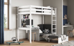 Noomi Eino High Sleeper with Futon & Desk White/Black (FSC-Certified) - thumbnail 6