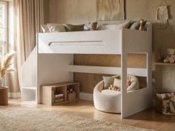 Flair Stepaside High Sleeper Bed with Staircase White - thumbnail 2