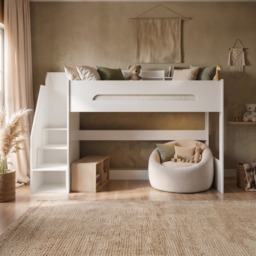 Flair Stepaside High Sleeper Bed with Staircase White