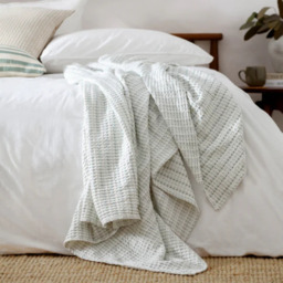 Yard Waffle Textured 100% Cotton Bedspread 140x220cm in Eucalyptus - thumbnail 1