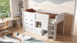 Flair Loop Mid Sleeper Bed Full Set With Doors White 2 White Doors - thumbnail 1