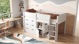 Flair Loop Mid Sleeper Bed Full Set With Doors White 2 White Doors - thumbnail 2