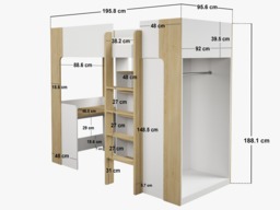Flair Aeson High Sleeper Bed with Desk & Wardrobe White & Oak - thumbnail 5