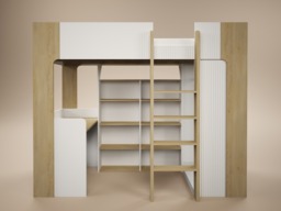 Flair Aeson High Sleeper Bed with Desk & Wardrobe White & Oak - thumbnail 4