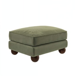 SOLACE+CO Addison Footstool Khaki Green Velvet - thumbnail 3