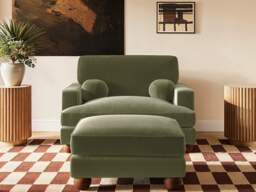 SOLACE+CO Addison Footstool Khaki Green Velvet - thumbnail 6