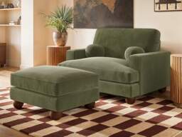 SOLACE+CO Addison Footstool Khaki Green Velvet - thumbnail 5