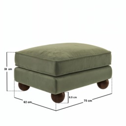 SOLACE+CO Addison Footstool Khaki Green Velvet - thumbnail 4