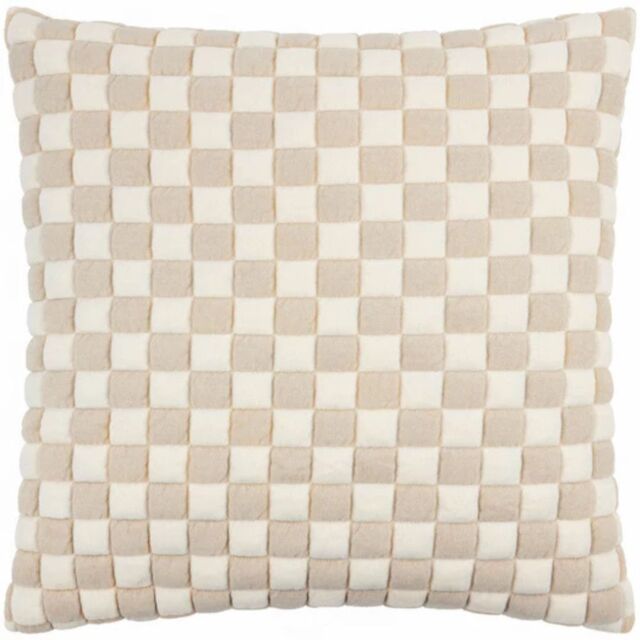 Furn Softie Checkerboard 50 x 50cm Quilted Polyester Cushion-Natural - image 1