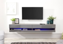 GFW Galicia 150cm Wall TV Unit With LED-Grey - thumbnail 3