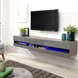 GFW Galicia Wall Mounted TV Unit With LED-Grey - thumbnail 1