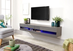 GFW Galicia 150cm Wall TV Unit With LED-Grey - thumbnail 2