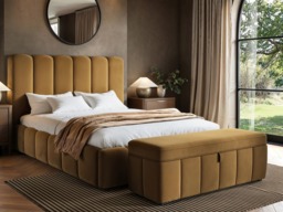 SOLACE+CO Emilie Ottoman Blanket Box Caramel Velvet - thumbnail 3