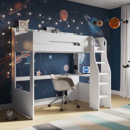 Flair Cosmic High Sleeper with Desk White
