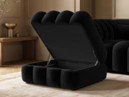 SOLACE+CO Halle Ottoman Storage Footstool Black Velvet - thumbnail 2
