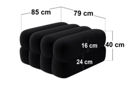 SOLACE+CO Halle Ottoman Storage Footstool Black Velvet - thumbnail 4