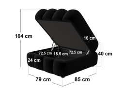 SOLACE+CO Halle Ottoman Storage Footstool Black Velvet - thumbnail 3