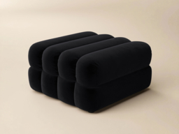 SOLACE+CO Halle Ottoman Storage Footstool Black Velvet - thumbnail 5