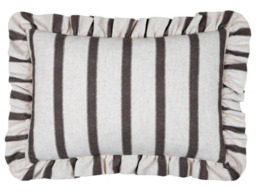 Wylder Connie Rectangular Striped Ruffle Feather Cushion - Chocolate - thumbnail 2