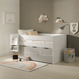 Flair Lars Low Cabin Bed with Trundle White & Grey - thumbnail 2