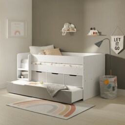 Flair Lars Low Cabin Bed with Trundle White & Grey - thumbnail 1