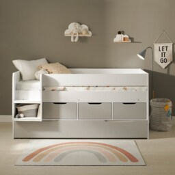 Flair Lars Low Cabin Bed with Trundle White & Grey - thumbnail 3