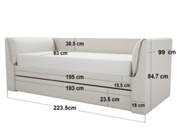 Flair Max Day Bed with Trundle Cream Chenille - thumbnail 6