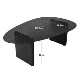 SOLACE+CO Emil Black Glass Oval Coffee Table - thumbnail 4
