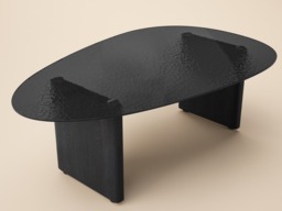 SOLACE+CO Emil Black Glass Oval Coffee Table - thumbnail 2