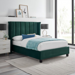 Limelight Polaris Recycle Fabric Bed Frame-Emerald Green-Kingsize - thumbnail 1
