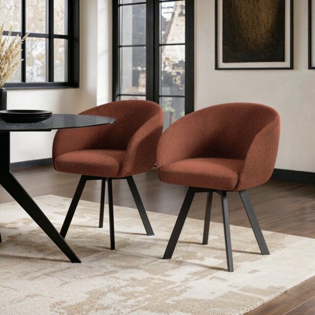 SOLACE+CO Vito Dining Chair Set of 2 Brown Boucle - image 1