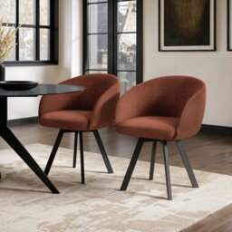 SOLACE+CO Vito Dining Chair Set of 2 Brown Boucle - thumbnail 1